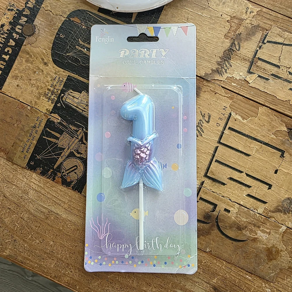 Blue Mermaid Number 1 Cake Candle